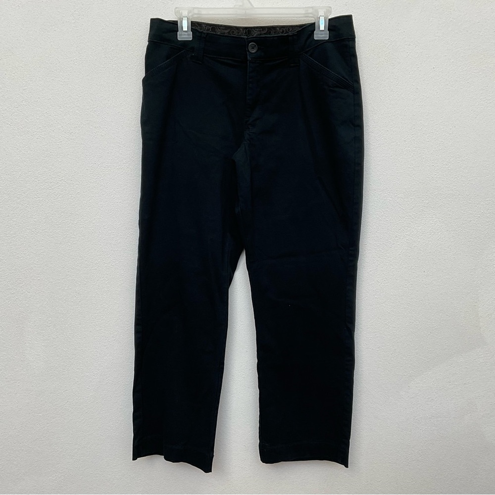 Lee Comfort Black Button And Zip Front Casual Pants Size 12S Petite Stretch